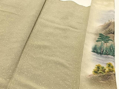 平和屋着物●訪問着　作家物　絞り　風景文　暈し染め　金通し地　正絹　逸品　BAAY9100yc