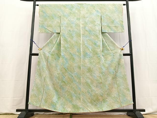 平和屋着物■大変加工の良い総絞り小紋　霞文　暈し染め　正絹　逸品　BAAY9101yc