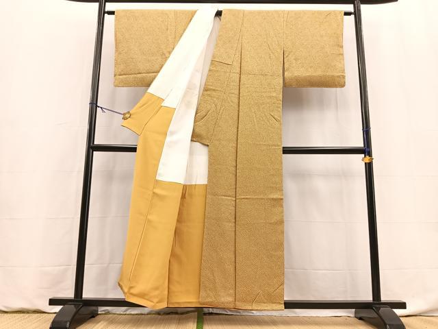 平和屋着物■大変加工の良い総絞り小紋　正絹　逸品　BAAY9104yc