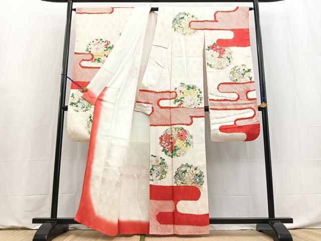平和屋着物■豪華振袖　絞り　駒刺繍　エ霞花丸文　正絹　逸品　BAAY9106yc