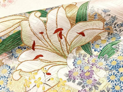 平和屋着物■豪華振袖　絞り　駒刺繍　エ霞花丸文　正絹　逸品　BAAY9106yc