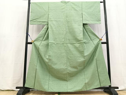 平和屋着物●上質な紬　錆青磁色　正絹　逸品　BAAY9113yc