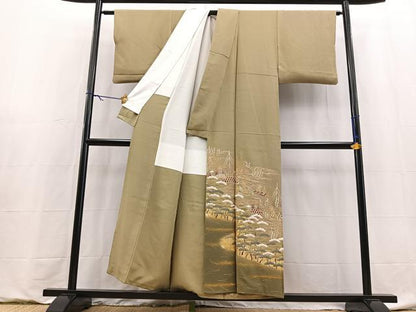 平和屋着物■豪華色留袖　駒刺繍　浜松文　金彩　正絹　逸品　BAAY9115yc