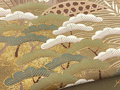 平和屋着物■豪華色留袖　駒刺繍　浜松文　金彩　正絹　逸品　BAAY9115yc