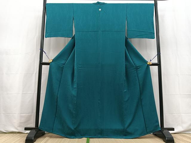 平和屋着物●上質な色無地　桜散らし地紋　納戸色　正絹　逸品　BAAY9118yc