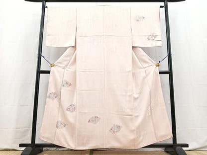 平和屋着物▼訪問着　地紋起こし　切嵌花文　正絹　逸品　BAAY9123yc