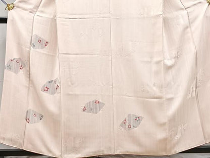 平和屋着物▼訪問着　地紋起こし　切嵌花文　正絹　逸品　BAAY9123yc