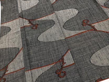平和屋着物■上質な紬　唐草文　黒地　正絹　逸品　BAAY9127yc