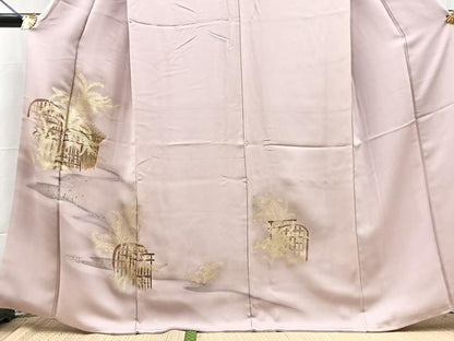平和屋着物■訪問着　風景文　暈し染め　金彩　正絹　逸品　BAAY9128yc