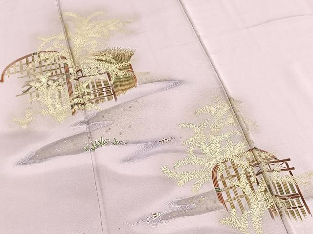 平和屋着物■訪問着　風景文　暈し染め　金彩　正絹　逸品　BAAY9128yc
