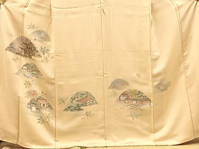 平和屋着物■訪問着　刺繍　重ね山風景文　金糸　正絹　逸品　BAAY9131yc