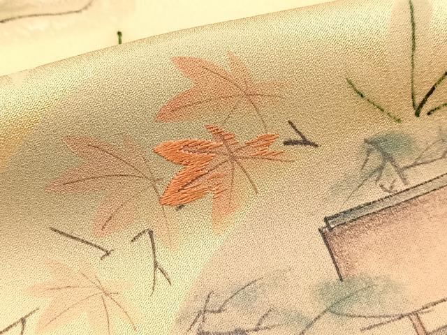 平和屋着物■訪問着　刺繍　重ね山風景文　金糸　正絹　逸品　BAAY9131yc