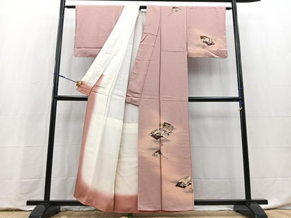 平和屋着物■訪問着　飛鶴扇面花文　暈し染め　正絹　逸品　BAAY9135yc