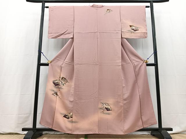 平和屋着物■訪問着　飛鶴扇面花文　暈し染め　正絹　逸品　BAAY9135yc