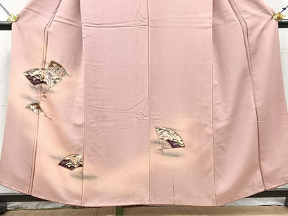 平和屋着物■訪問着　飛鶴扇面花文　暈し染め　正絹　逸品　BAAY9135yc