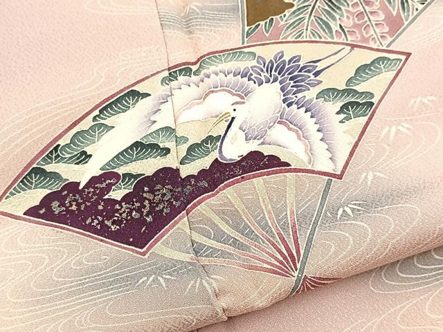 平和屋着物■訪問着　飛鶴扇面花文　暈し染め　正絹　逸品　BAAY9135yc