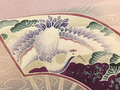 平和屋着物■訪問着　飛鶴扇面花文　暈し染め　正絹　逸品　BAAY9135yc
