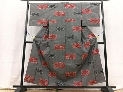 平和屋着物■本場大島紬　7マルキ　横段花文　正絹　逸品　BAAY9137yc