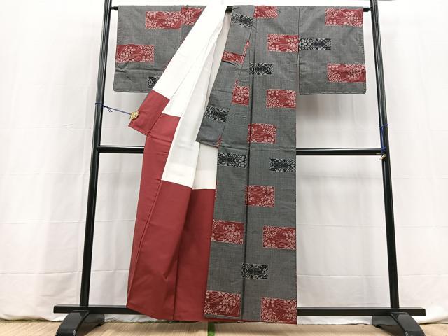 平和屋着物■本場大島紬　7マルキ　横段花文　正絹　逸品　BAAY9137yc
