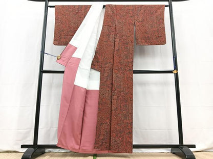 平和屋着物■上質な小紋　更紗花鳥文　正絹　逸品　BAAY9139yc