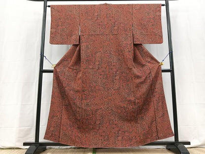 平和屋着物■上質な小紋　更紗花鳥文　正絹　逸品　BAAY9139yc