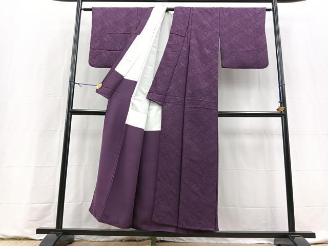 平和屋着物■上質な色無地　草花地紋　桑の実色　正絹　逸品　BAAY9140yc