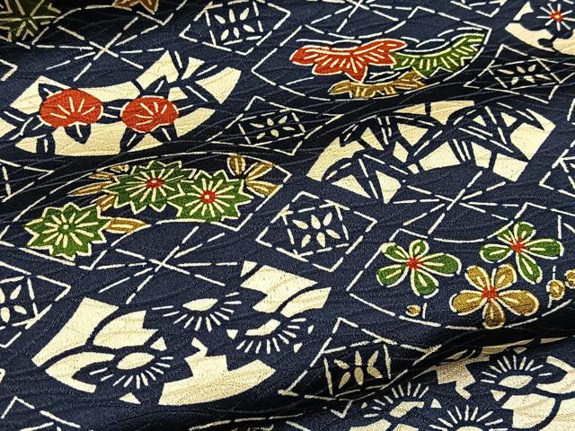 平和屋着物■上質な小紋　型染め　地紙草花文　正絹　逸品　未使用　BAAY9142yc