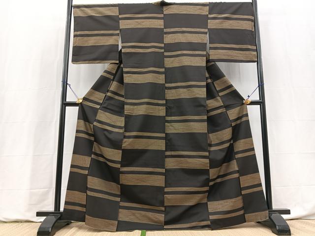 平和屋着物■本場縞大島紬　横段文　正絹　逸品　BAAY9143yc