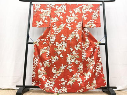 平和屋着物■上質な小紋　地紙花文　正絹　逸品　未使用　BAAY9145yc