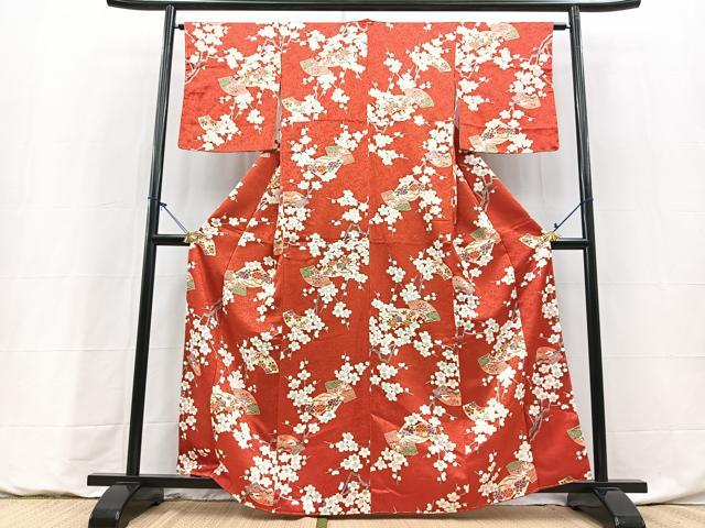 平和屋着物■上質な小紋　地紙花文　正絹　逸品　未使用　BAAY9145yc