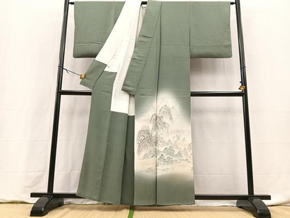 平和屋着物■豪華色留袖　寿光織　重ね山風景文　暈し染め　金糸　正絹　逸品　BAAY9150yc