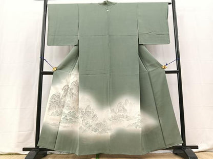 平和屋着物■豪華色留袖　寿光織　重ね山風景文　暈し染め　金糸　正絹　逸品　BAAY9150yc