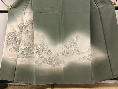 平和屋着物■豪華色留袖　寿光織　重ね山風景文　暈し染め　金糸　正絹　逸品　BAAY9150yc