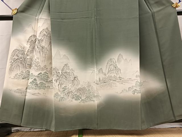 平和屋着物■豪華色留袖　寿光織　重ね山風景文　暈し染め　金糸　正絹　逸品　BAAY9150yc