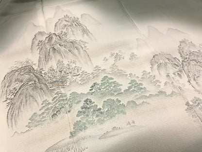 平和屋着物■豪華色留袖　寿光織　重ね山風景文　暈し染め　金糸　正絹　逸品　BAAY9150yc