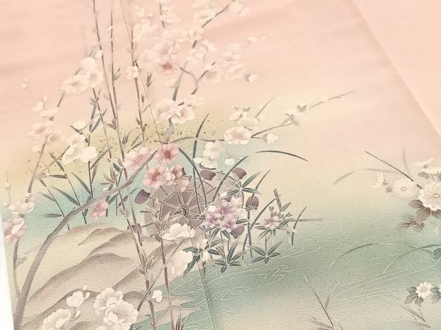 平和屋着物●訪問着　水車花文　暈し染め　金彩　正絹　逸品　BAAY9169yc
