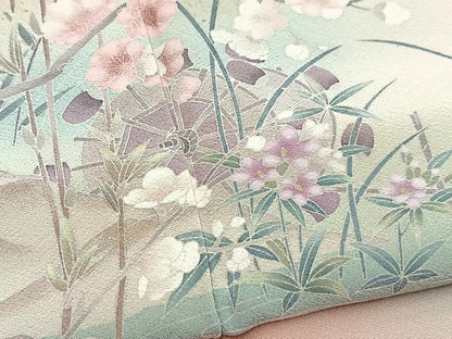 平和屋着物●訪問着　水車花文　暈し染め　金彩　正絹　逸品　BAAY9169yc