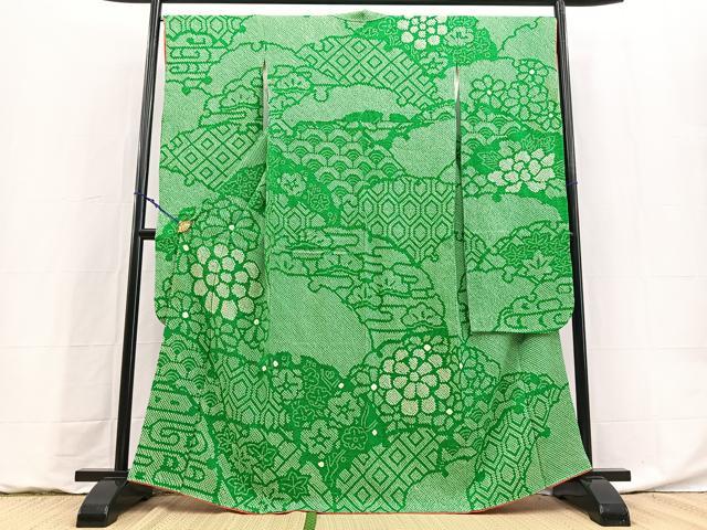 平和屋着物●豪華振袖　総絞り　吉祥花文　正絹　逸品　BAAY9174yc