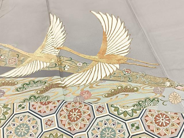 平和屋着物●豪華色留袖　駒刺繍　皮下更紗花文　金彩　正絹　逸品　BAAY9179yc