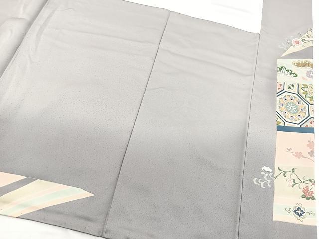 平和屋着物●豪華色留袖　駒刺繍　皮下更紗花文　金彩　正絹　逸品　BAAY9179yc