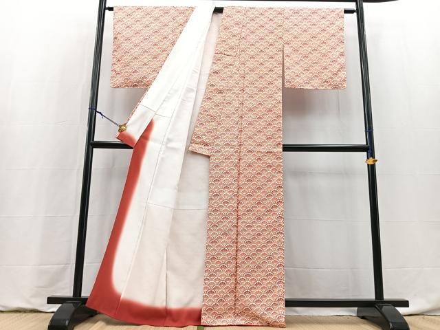 平和屋着物■小紋　花青海波　洗える着物　BAAY9180yc