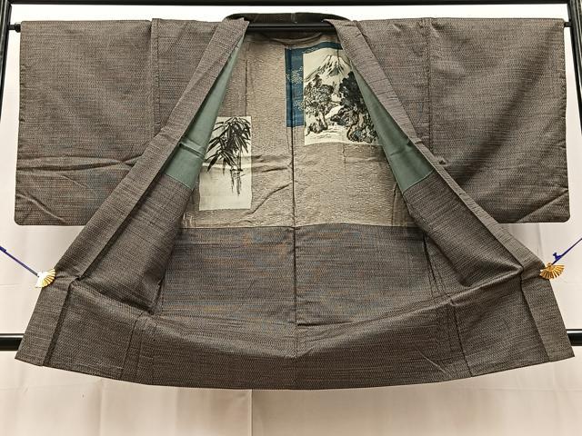 平和屋着物■男性　本場大島紬　アンサンブル　長羽織　80亀甲　総詰め　正絹　逸品　BAAY9191yc