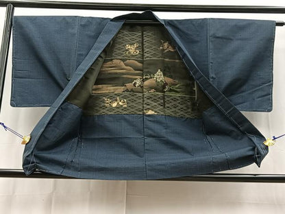 平和屋着物■男性　本場大島紬　アンサンブル　80亀甲　総詰め　正絹　逸品　BAAY9192yc