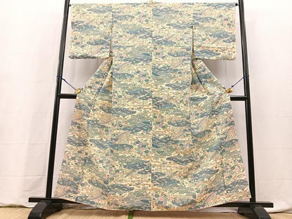 平和屋着物■上質な小紋　御所解花文　正絹　逸品　BAAY9202yc