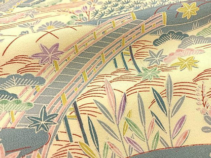平和屋着物■上質な小紋　御所解花文　正絹　逸品　BAAY9202yc