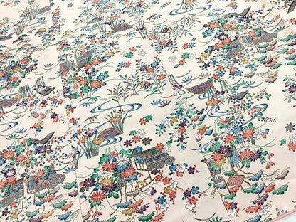 平和屋着物●上質な小紋　松竹梅風景文　ロング丈　正絹　逸品　未使用　BAAY9207yc