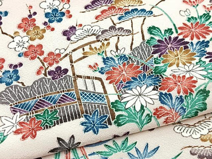 平和屋着物●上質な小紋　松竹梅風景文　ロング丈　正絹　逸品　未使用　BAAY9207yc