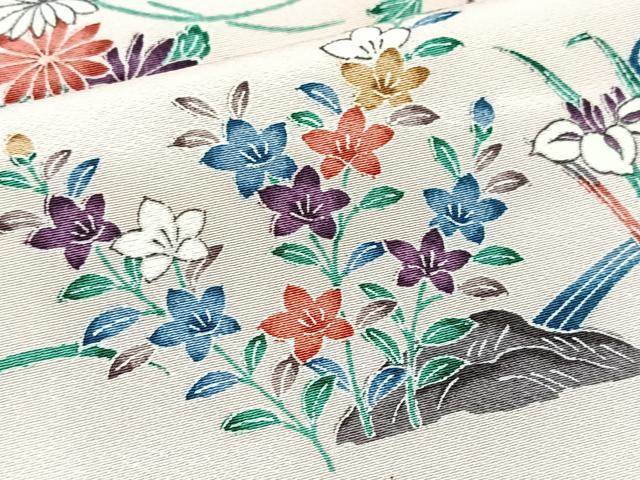 平和屋着物●上質な小紋　松竹梅風景文　ロング丈　正絹　逸品　未使用　BAAY9207yc