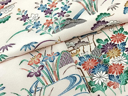 平和屋着物●上質な小紋　松竹梅風景文　ロング丈　正絹　逸品　未使用　BAAY9207yc