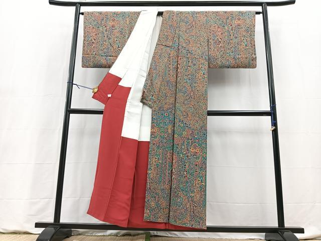 平和屋着物■訪問着　切嵌更紗花文　正絹　逸品　BAAY9208yc